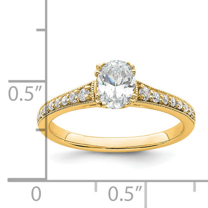 14K Yellow Gold Polish 1/2Ct Oval Semi Mount Engagement Dia Ring
