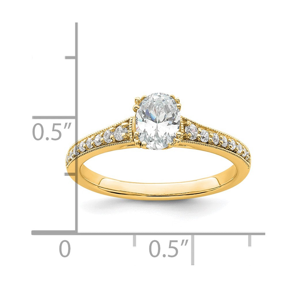 14K Yellow Gold Polish 1/2Ct Oval Semi Mount Engagement Dia Ring