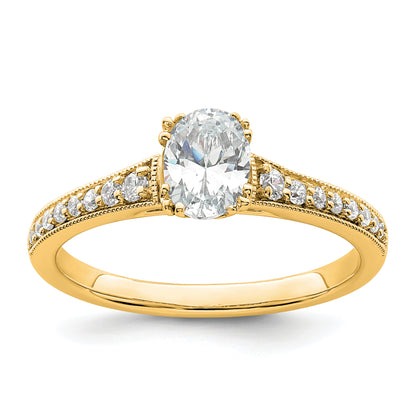 14K Yellow Gold Polish 1/2Ct Oval Semi Mount Engagement Dia Ring