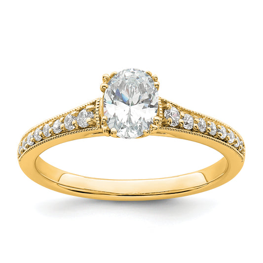 14K Yellow Gold Polish 1/2Ct Oval Semi Mount Engagement Dia Ring