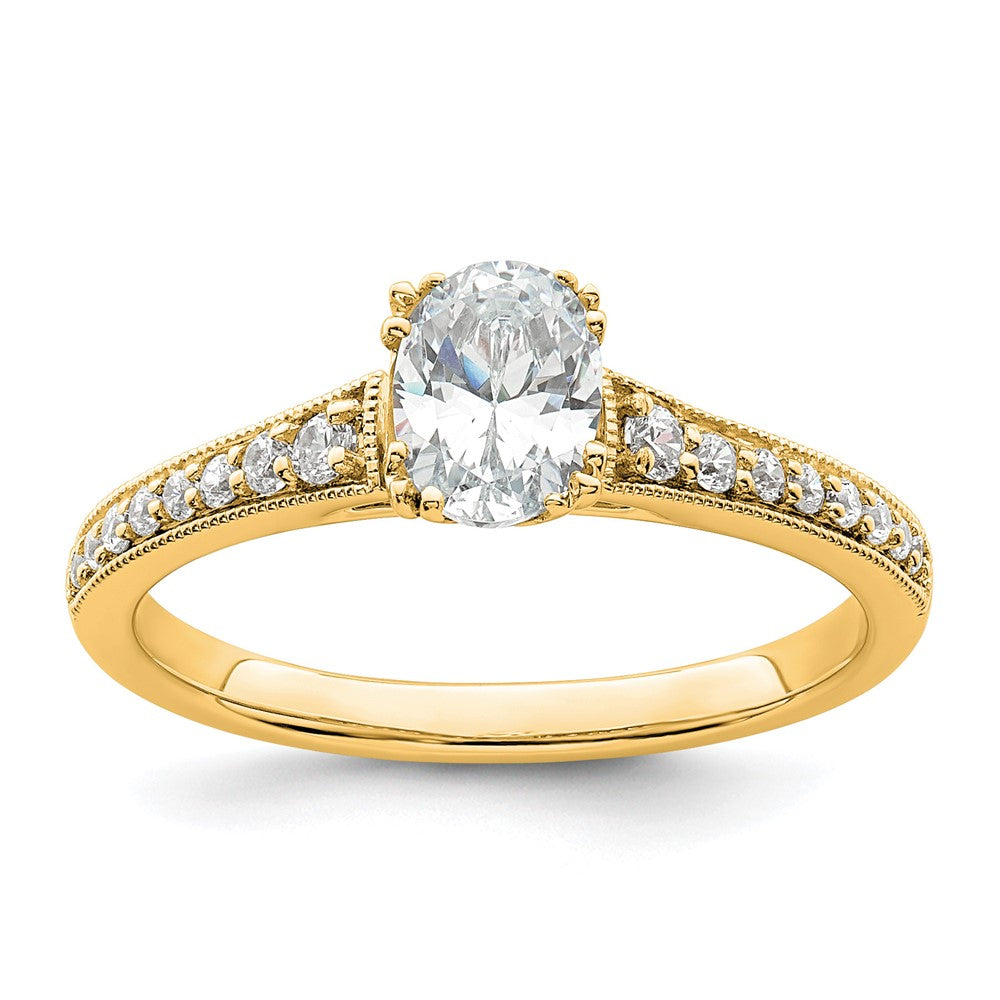 14K Yellow Gold Polish 1/2Ct Oval Semi Mount Engagement Dia Ring