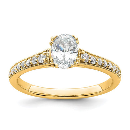 14K Yellow Gold Polish 1/2Ct Oval Semi Mount Engagement Dia Ring