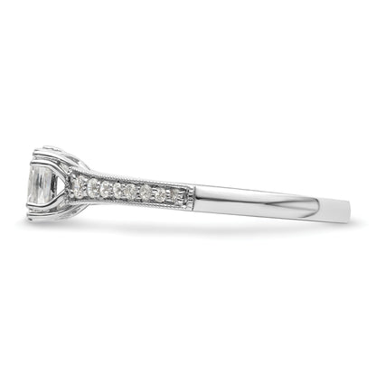 14K White Gold (Holds 3/4 Carat (5.4mm) Cushion Center) 1/6 Diamond Semi Mount Engagement Ring