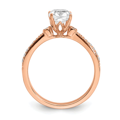 14K Rose Gold (Holds 1 Carat (6.00mm) Cushion Center) 1/15 Diamond Semi Mount Engagement Ring