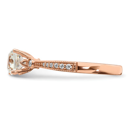 14K Rose Gold (Holds 1 Carat (6.00mm) Cushion Center) 1/15 Diamond Semi Mount Engagement Ring