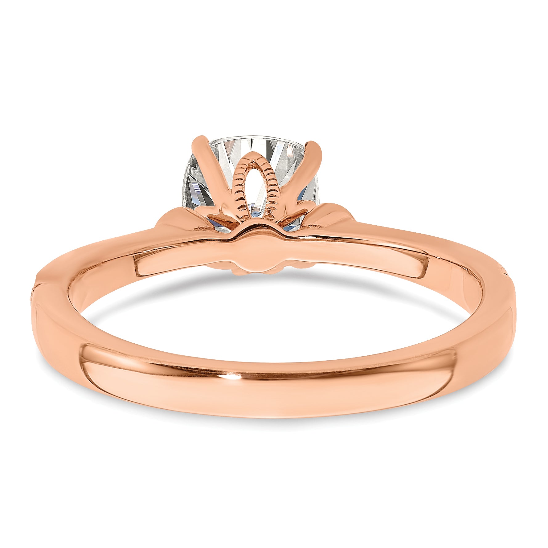 14K Rose Gold (Holds 1 Carat (6.00mm) Cushion Center) 1/15 Diamond Semi Mount Engagement Ring