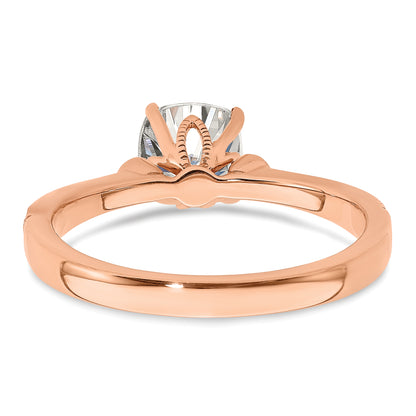 14K Rose Gold (Holds 1 Carat (6.00mm) Cushion Center) 1/15 Diamond Semi Mount Engagement Ring