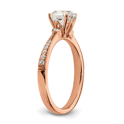 14K Rose Gold (Holds 1 Carat (6.00mm) Cushion Center) 1/15 Diamond Semi Mount Engagement Ring