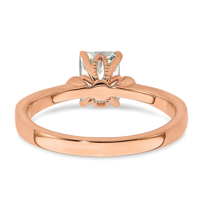 14K Rose Gold (Holds 1 Carat (6.9X5.2mm) Emerald Cut Center) 1/15 Diamond Semi Mount Engagement Ring