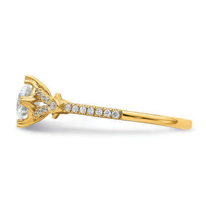 14K Yellow Gold (Holds 1/2 Carat (5.2mm) Round Center) 1/8 Diamond Semi Mount Engagement Ring