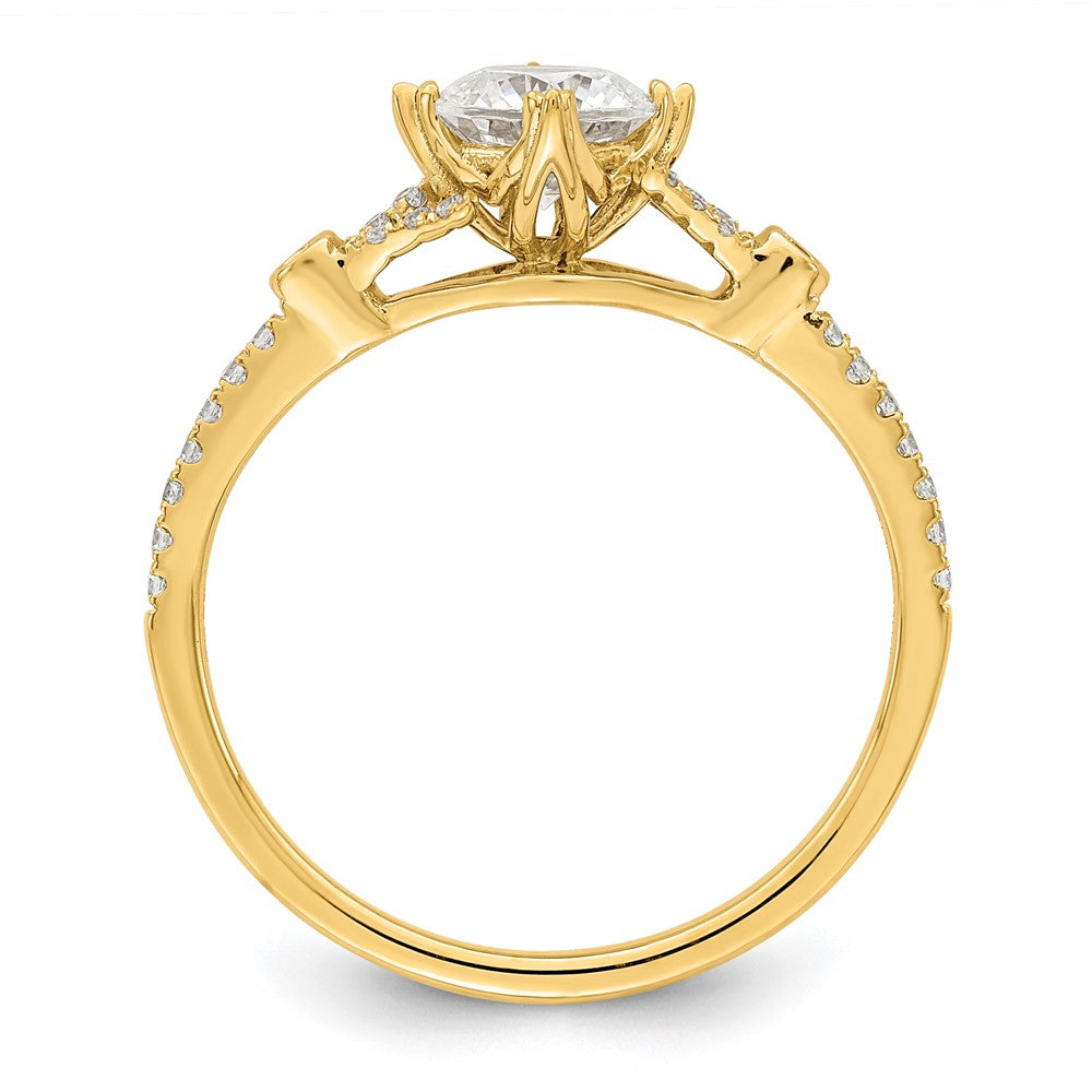 14K Yellow Gold (Holds 3/4 carat (5.8mm) Round Center) 1/8 carat Diamond Semi-Mount Engagement Ring