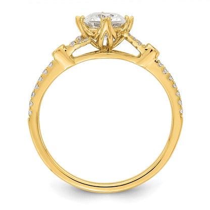 14K Yellow Gold (Holds 3/4 carat (5.8mm) Round Center) 1/8 carat Diamond Semi-Mount Engagement Ring