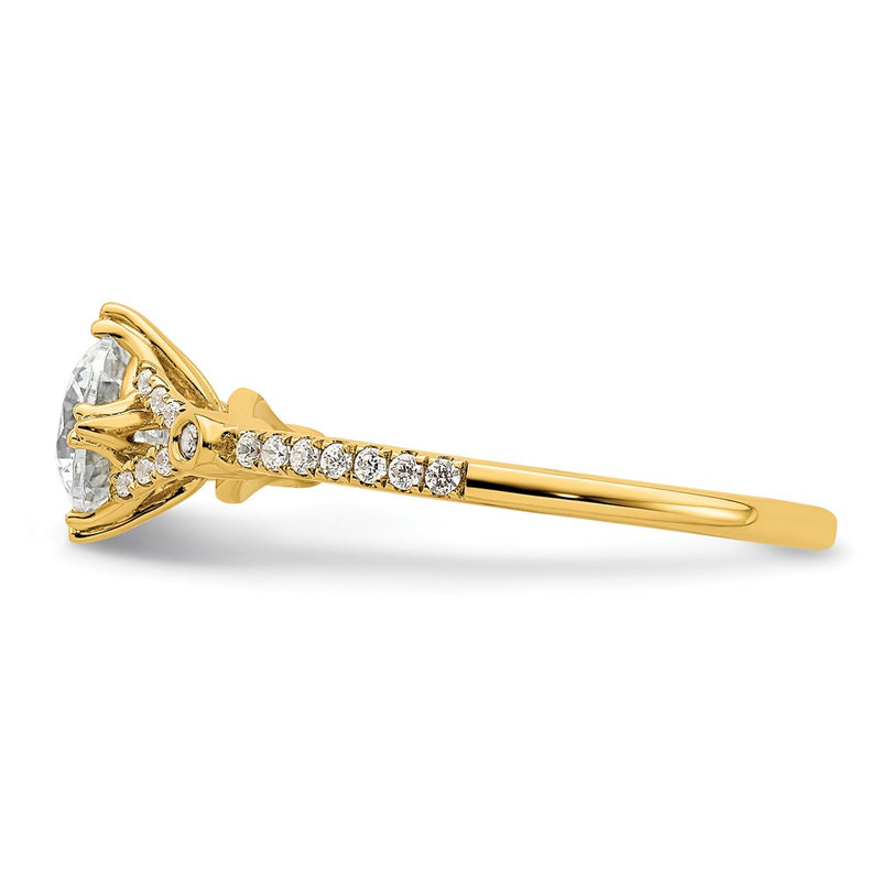 14K Yellow Gold (Holds 3/4 carat (5.8mm) Round Center) 1/8 carat Diamond Semi-Mount Engagement Ring