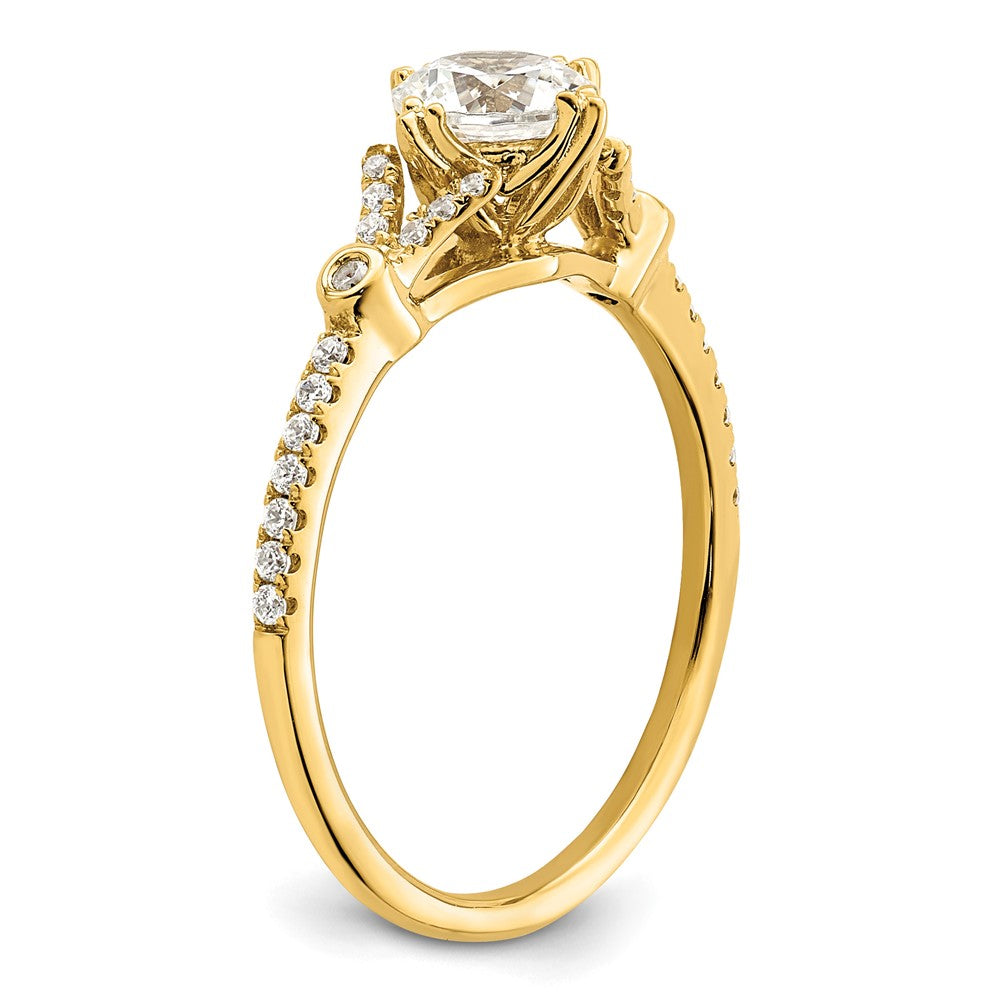 14K Yellow Gold (Holds 3/4 carat (5.8mm) Round Center) 1/8 carat Diamond Semi-Mount Engagement Ring