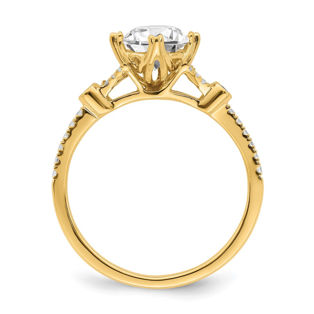 14K Yellow Gold (Holds 1 carat (6.5mm) Round Center) 1/8 carat Diamond Semi-Mount Engagement Ring