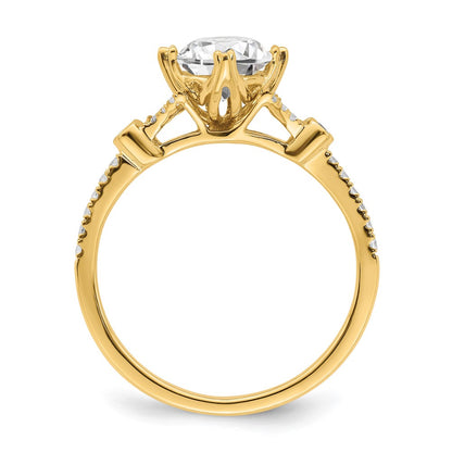 14K Yellow Gold (Holds 1 carat (6.5mm) Round Center) 1/8 carat Diamond Semi-Mount Engagement Ring