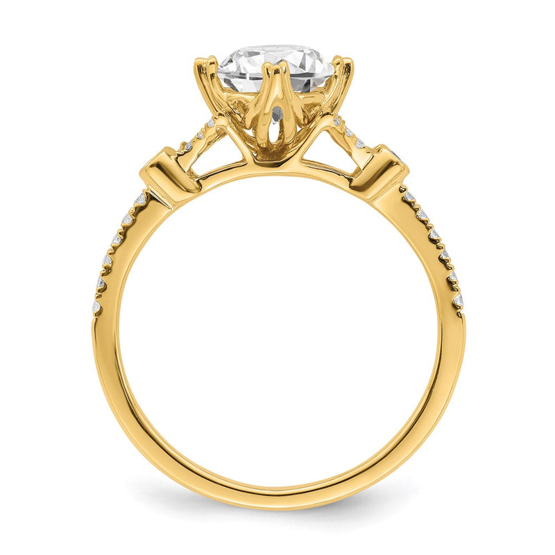 14K Yellow Gold (Holds 1 carat (6.5mm) Round Center) 1/8 carat Diamond Semi-Mount Engagement Ring