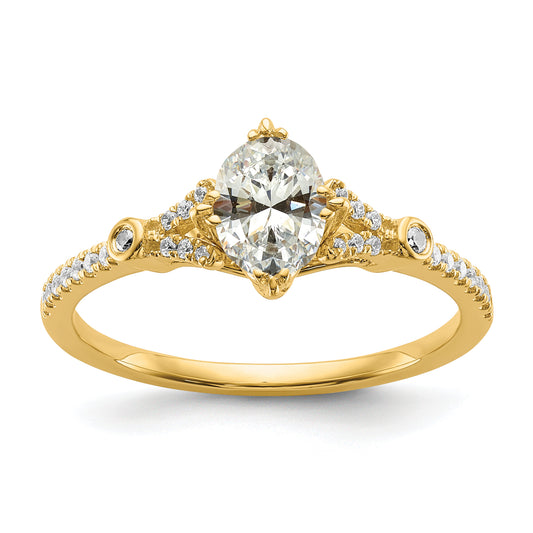 14K Yellow Gold (Holds 1 Carat (8.00X6.1mm) Oval Center) 1/8 Diamond Semi Mount Engagement Ring