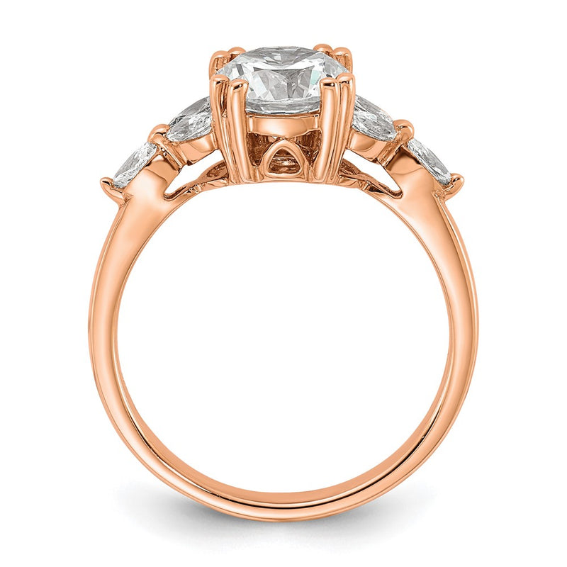 14K Rose Gold (Holds 1.5 Carat (7.5mm) Round Center) 1/5 Marquise Diamond Semi Mount Engagement Ring