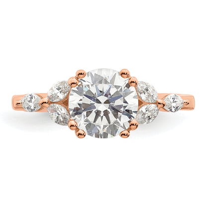 14K Rose Gold (Holds 1.5 Carat (7.5mm) Round Center) 1/5 Marquise Diamond Semi Mount Engagement Ring
