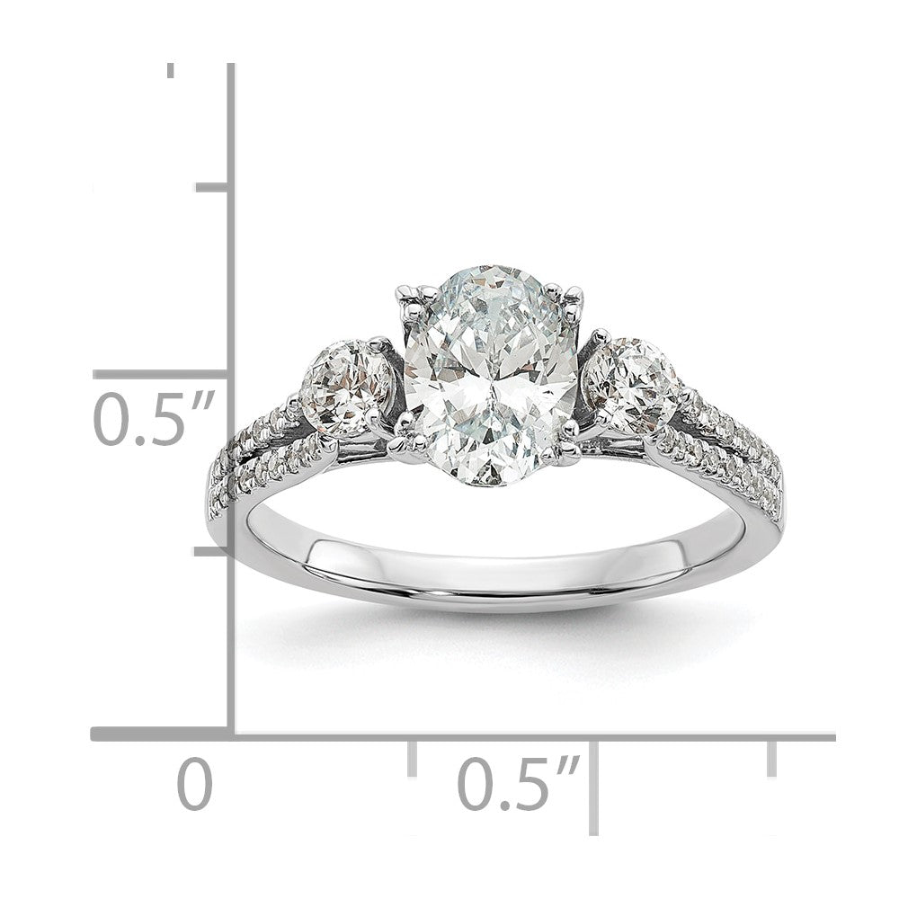 14k White Gold 3/8 Ct. Lab Grown Diamond VS/SI+ G+ 1 Ct. Center Oval Engagement Ring