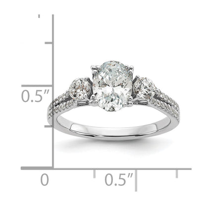 14k White Gold 3/8 Ct. Lab Grown Diamond VS/SI+ G+ 1 Ct. Center Oval Engagement Ring
