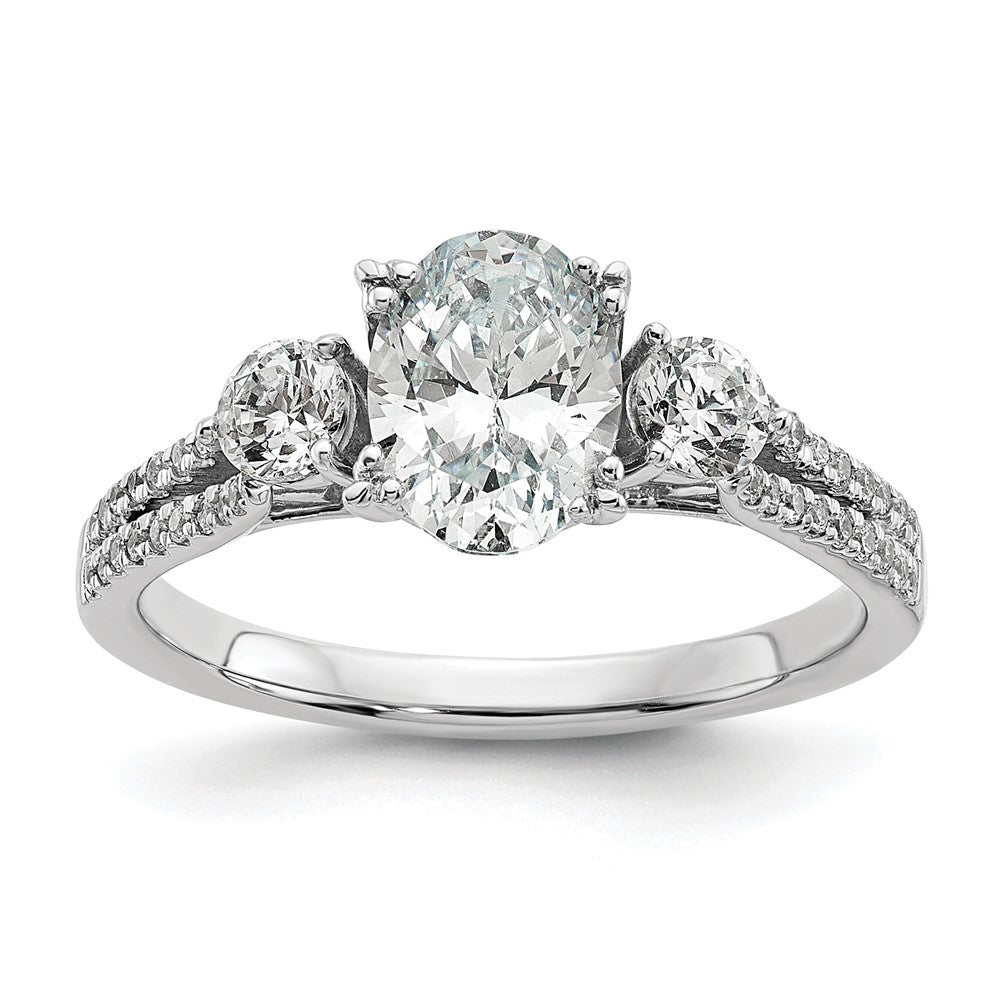 14k White Gold 3/8 Ct. Lab Grown Diamond VS/SI+ G+ 1 Ct. Center Oval Engagement Ring