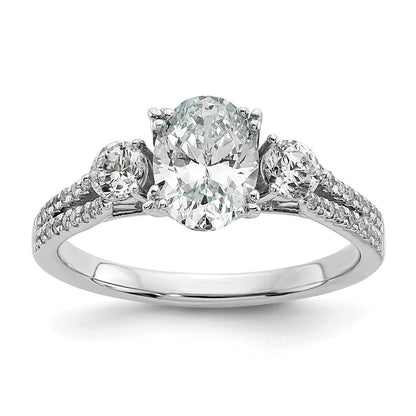 14k White Gold 3/8 Ct. Lab Grown Diamond VS/SI+ G+ 1 Ct. Center Oval Engagement Ring