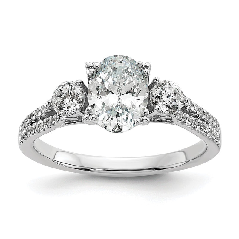 14k White Gold 3/8 Ct. Lab Grown Diamond VS/SI+ G+ 1 Ct. Center Oval Engagement Ring