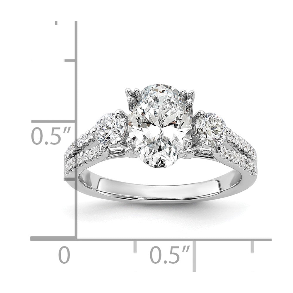 14k White Gold 1/2 Ct. Lab Grown Diamond VS/SI+ G+ 1 1/2 Ct. Center Oval Engagement Ring