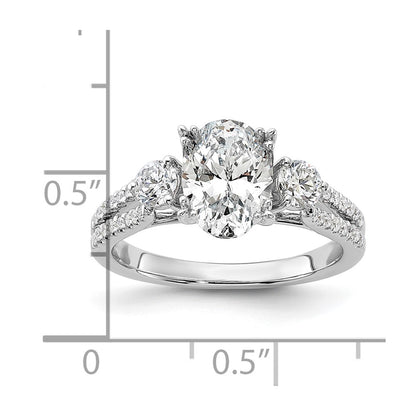 14k White Gold 1/2 Ct. Lab Grown Diamond VS/SI+ G+ 1 1/2 Ct. Center Oval Engagement Ring