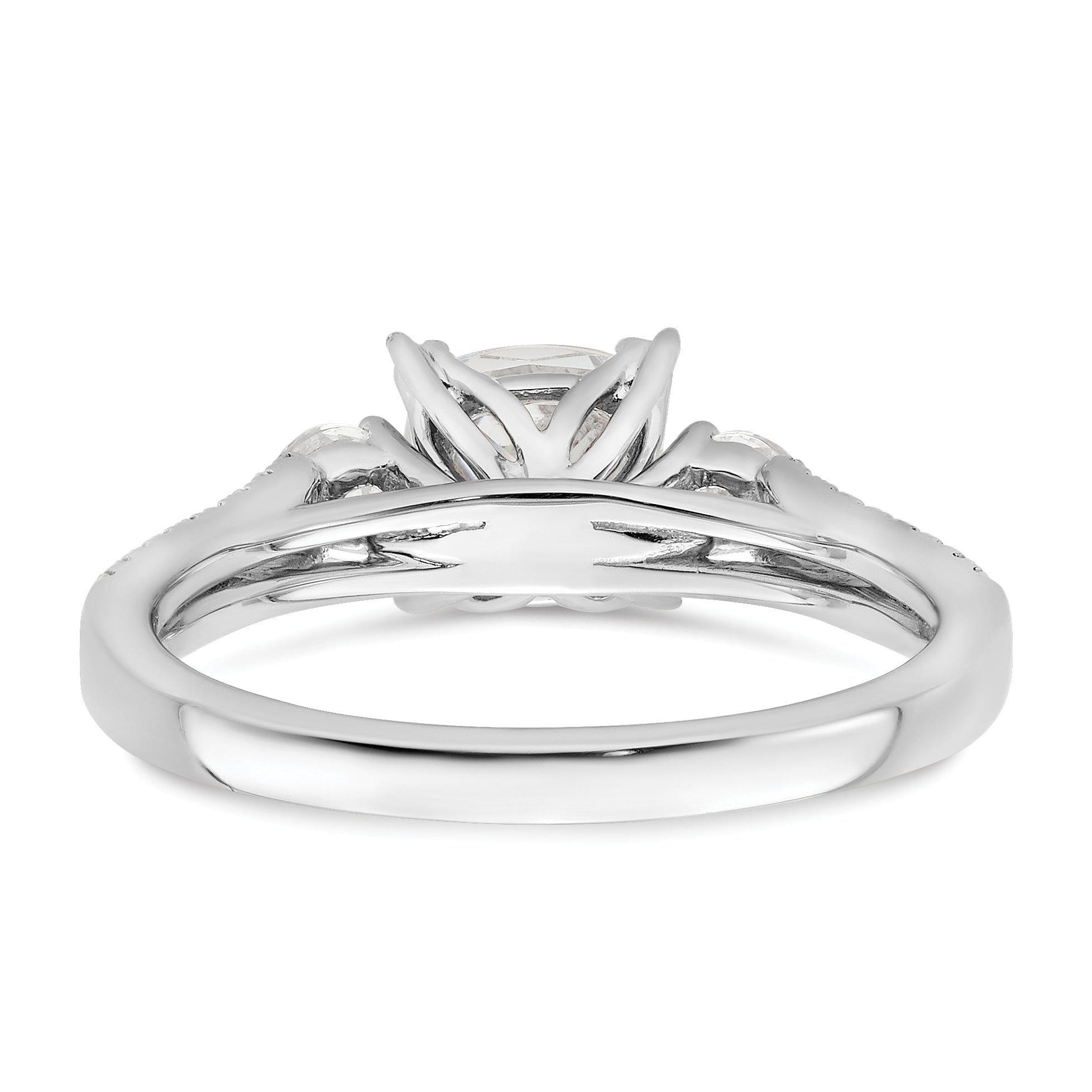 14k White Gold 3/4 Ct. Lab Grown Diamond VS/SI+ G+ 1 Ct. Center Cushion Engagement Ring