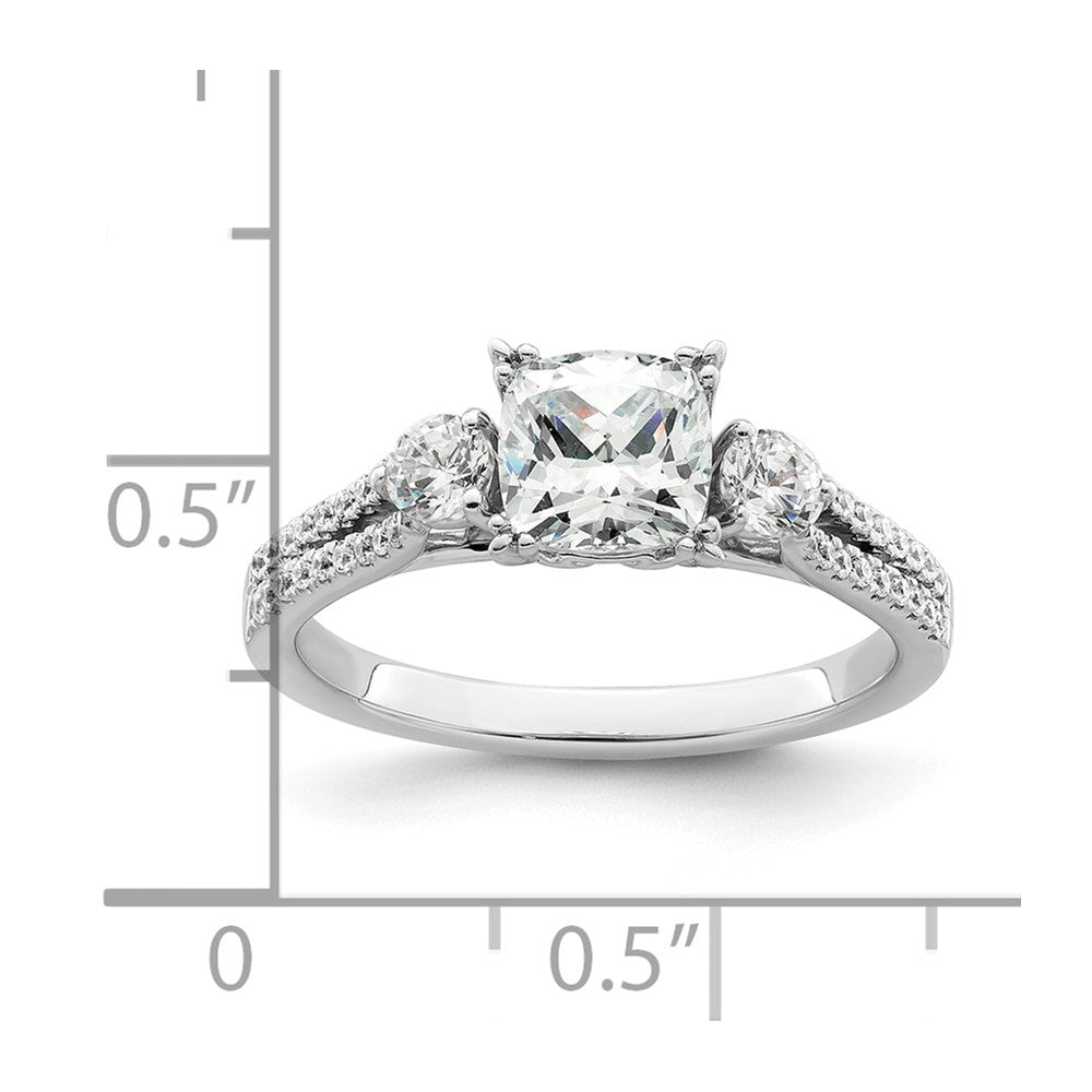 14k White Gold 3/4 Ct. Lab Grown Diamond VS/SI+ G+ 1 Ct. Center Cushion Engagement Ring