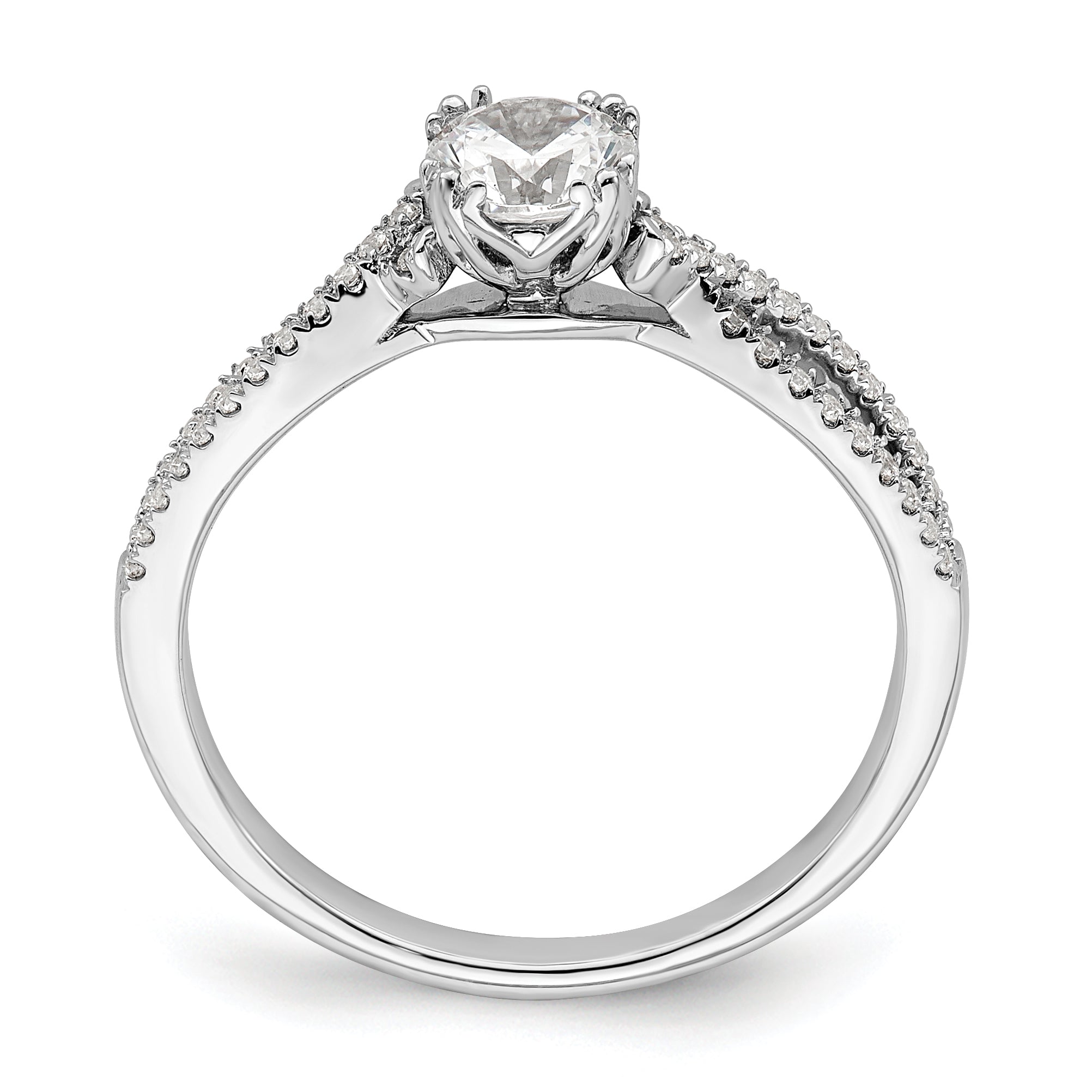 14K White Gold Criss Cross (Holds 1/2 Carat (5.2mm) Round Center) 1/6 Diamond Semi Mount Engagement Ring
