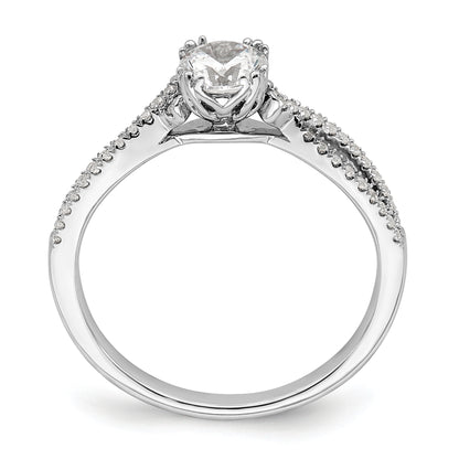 14K White Gold Criss Cross (Holds 1/2 Carat (5.2mm) Round Center) 1/6 Diamond Semi Mount Engagement Ring