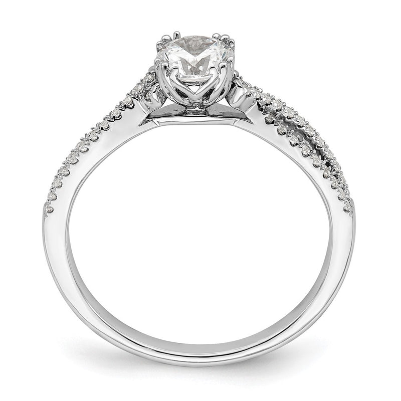 14K White Gold Criss Cross (Holds 1/2 Carat (5.2mm) Round Center) 1/6 Diamond Semi Mount Engagement Ring