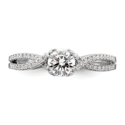 14K White Gold Criss Cross (Holds 1/2 Carat (5.2mm) Round Center) 1/6 Diamond Semi Mount Engagement Ring