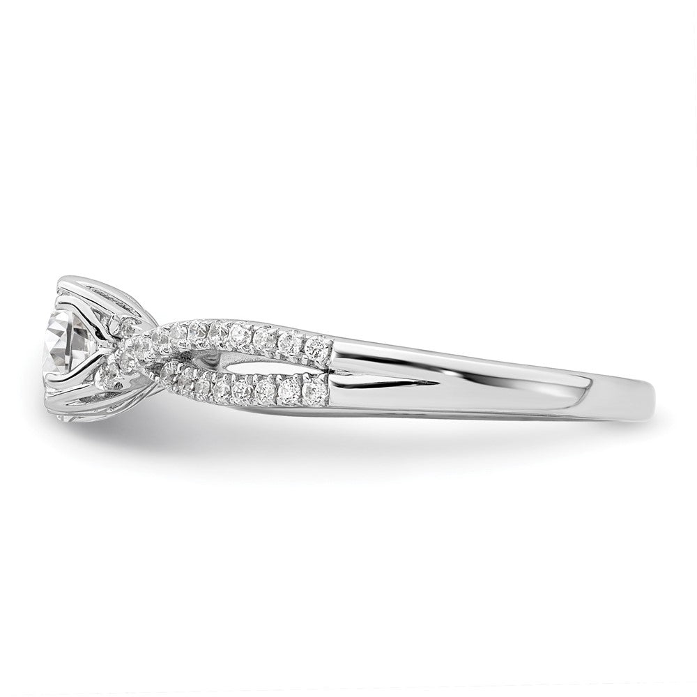 14K White Gold Criss-Cross (Holds 3/4 carat (5.8mm) Round Center) 1/5 carat Diamond Semi-Mount Engagement Ring