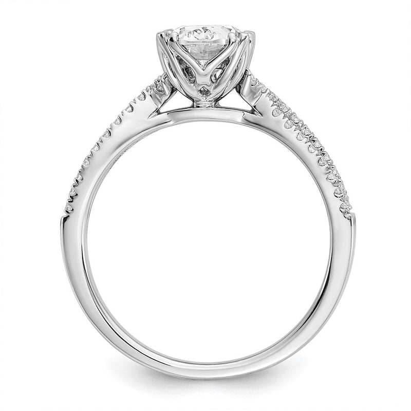 14K White Gold Criss Cross (Holds 1 Carat (8.00X6.1mm) Oval Center) 1/5 Diamond Semi Mount Engagement Ring