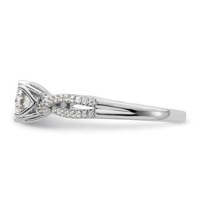 14K White Gold Criss Cross (Holds 1 Carat (8.00X6.1mm) Oval Center) 1/5 Diamond Semi Mount Engagement Ring