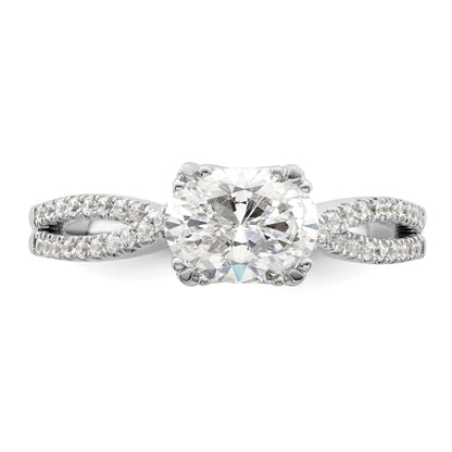 14K White Gold Criss Cross (Holds 1 Carat (8.00X6.1mm) Oval Center) 1/5 Diamond Semi Mount Engagement Ring