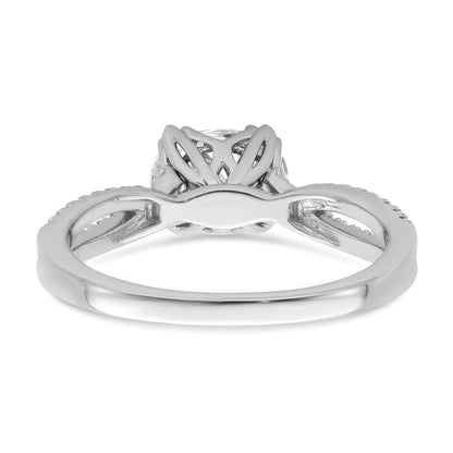 14K White Gold Criss Cross (Holds 1 Carat (8.00X6.1mm) Oval Center) 1/5 Diamond Semi Mount Engagement Ring