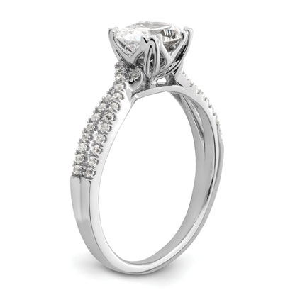 14K White Gold Criss Cross (Holds 1 Carat (8.00X6.1mm) Oval Center) 1/5 Diamond Semi Mount Engagement Ring