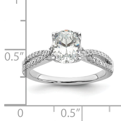 14K White Gold Criss Cross (Holds 1 Carat (8.00X6.1mm) Oval Center) 1/5 Diamond Semi Mount Engagement Ring