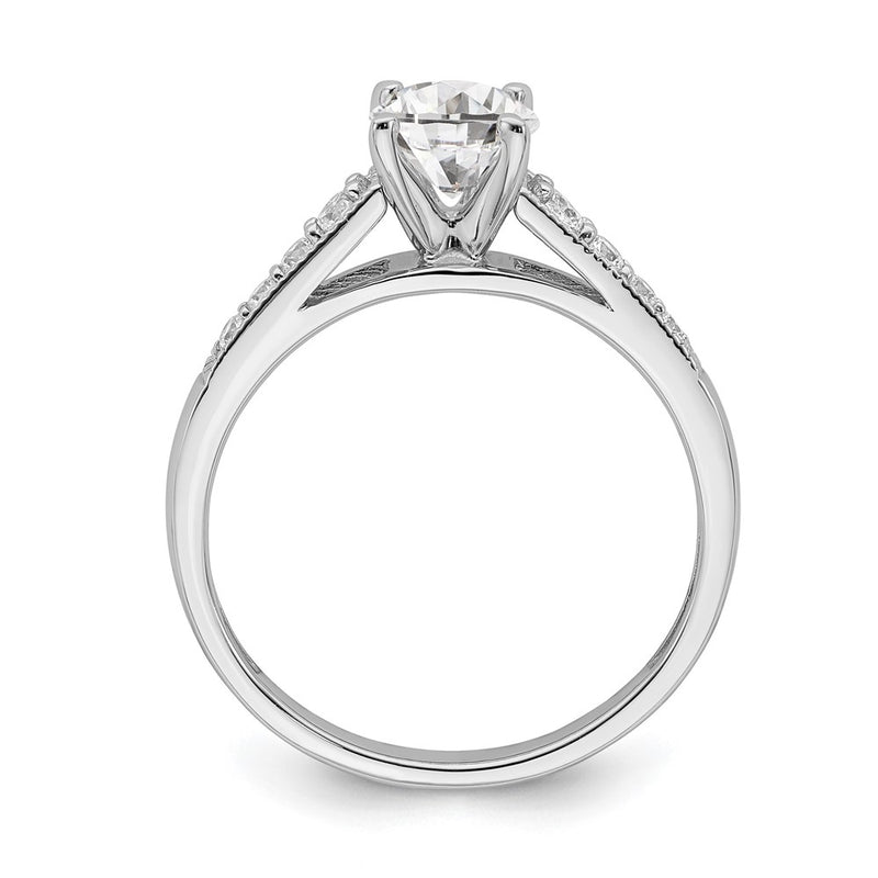 14K White Gold (Holds 1 Carat (6.5mm) Round Center) 1/5 Diamond Semi Mount Engagement Ring