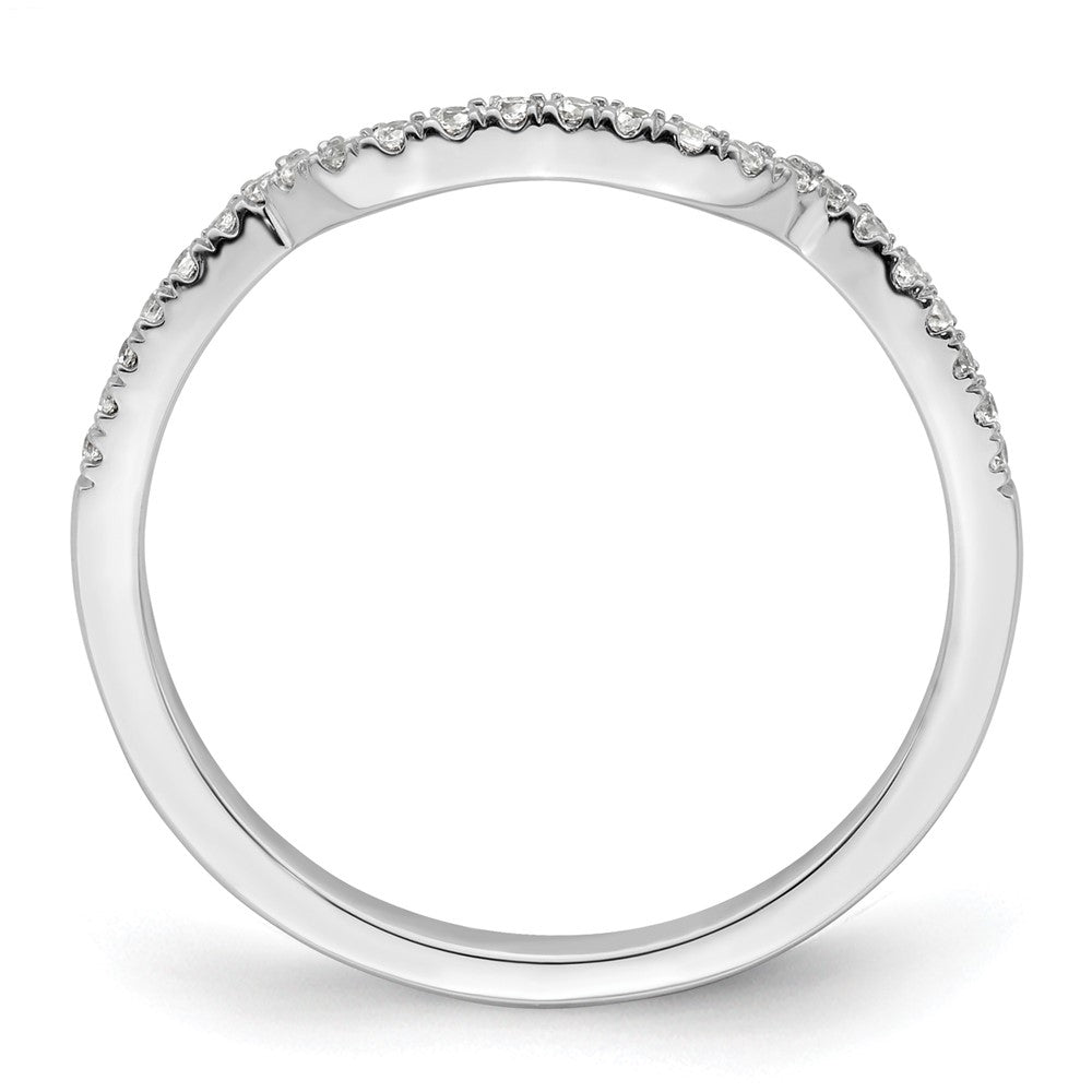14K White Gold 1/8 Carat Diamond Contoured Complete Wedding Band