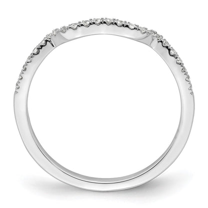 14K White Gold 1/8 Carat Diamond Contoured Complete Wedding Band