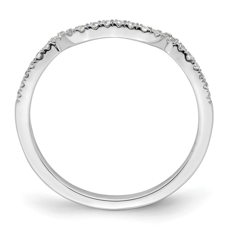 14K White Gold 1/8 Carat Diamond Contoured Complete Wedding Band