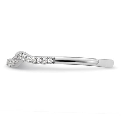 14K White Gold 1/8 Carat Diamond Contoured Complete Wedding Band