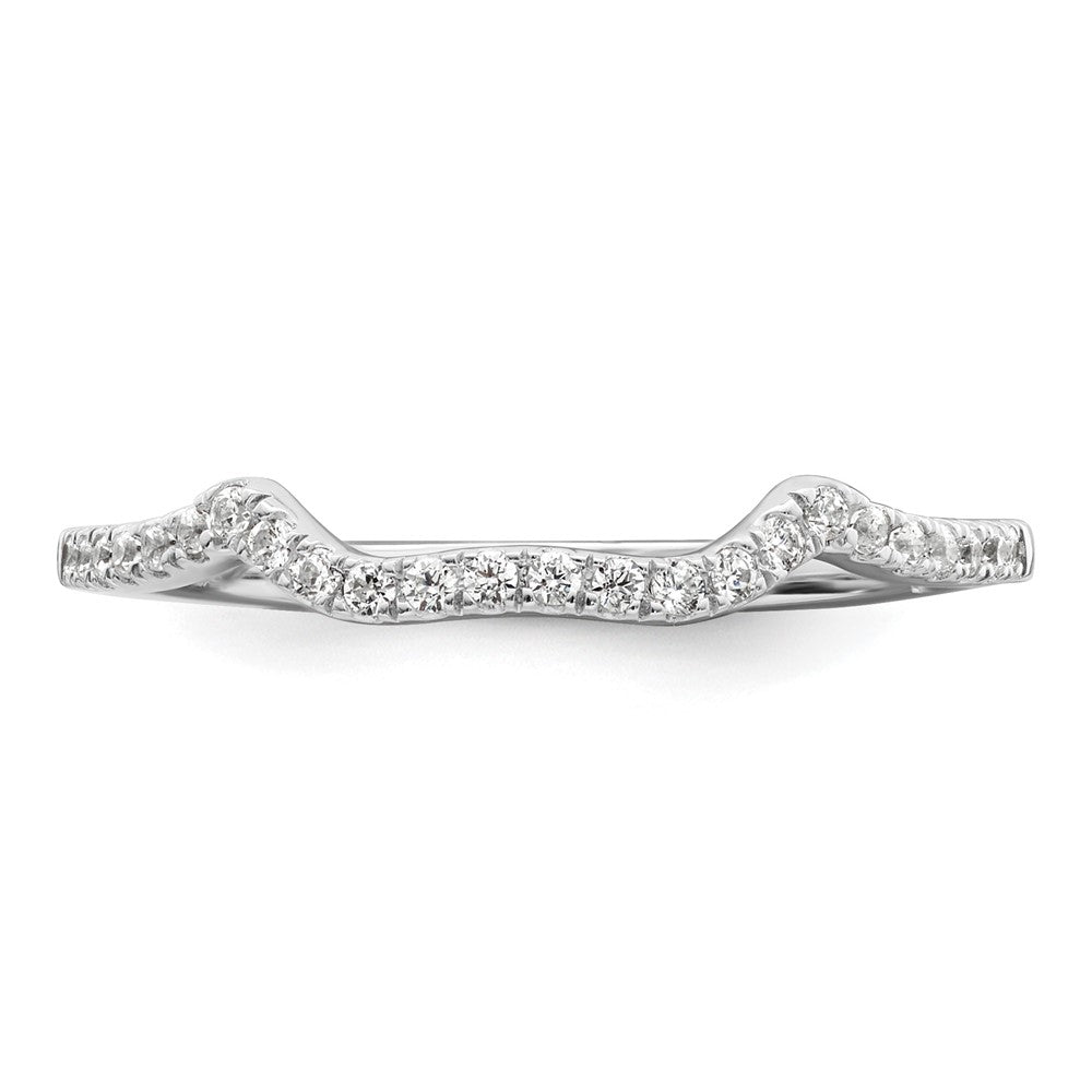 14K White Gold 1/8 Carat Diamond Contoured Complete Wedding Band